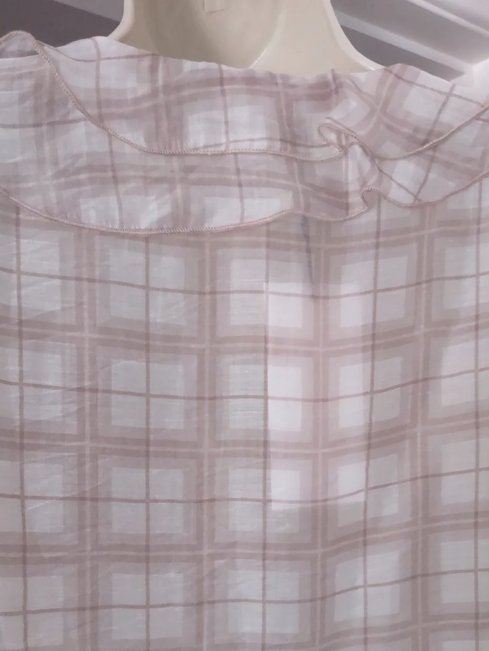 Zara Plaid Ruffled Blouse With Front Tie Detail Size MEDIUM